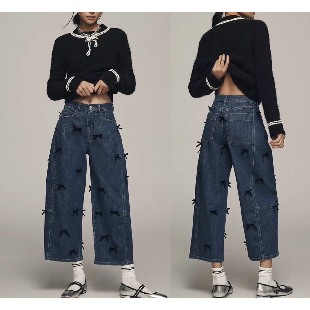 Anthropologie Pilcro The Kenna Mid-Rise Heritage Barrel Jeans Bow Edition 29P